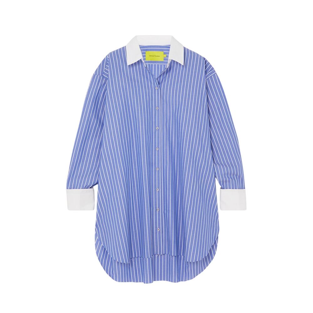 Marques'Almeida Blue Cotton Oversized Striped Shirt Size 8 - NWT